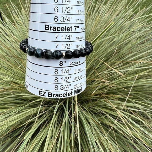 BLUE Tiger Eye & Onyx Beaded Bracelet - Picture 6 of 12